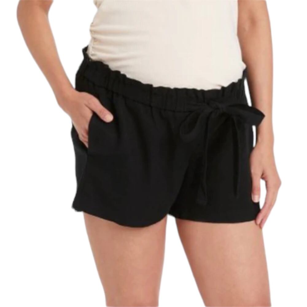 Isabel Maternity Medium Tie Front Linen Blend Pull On Shorts
